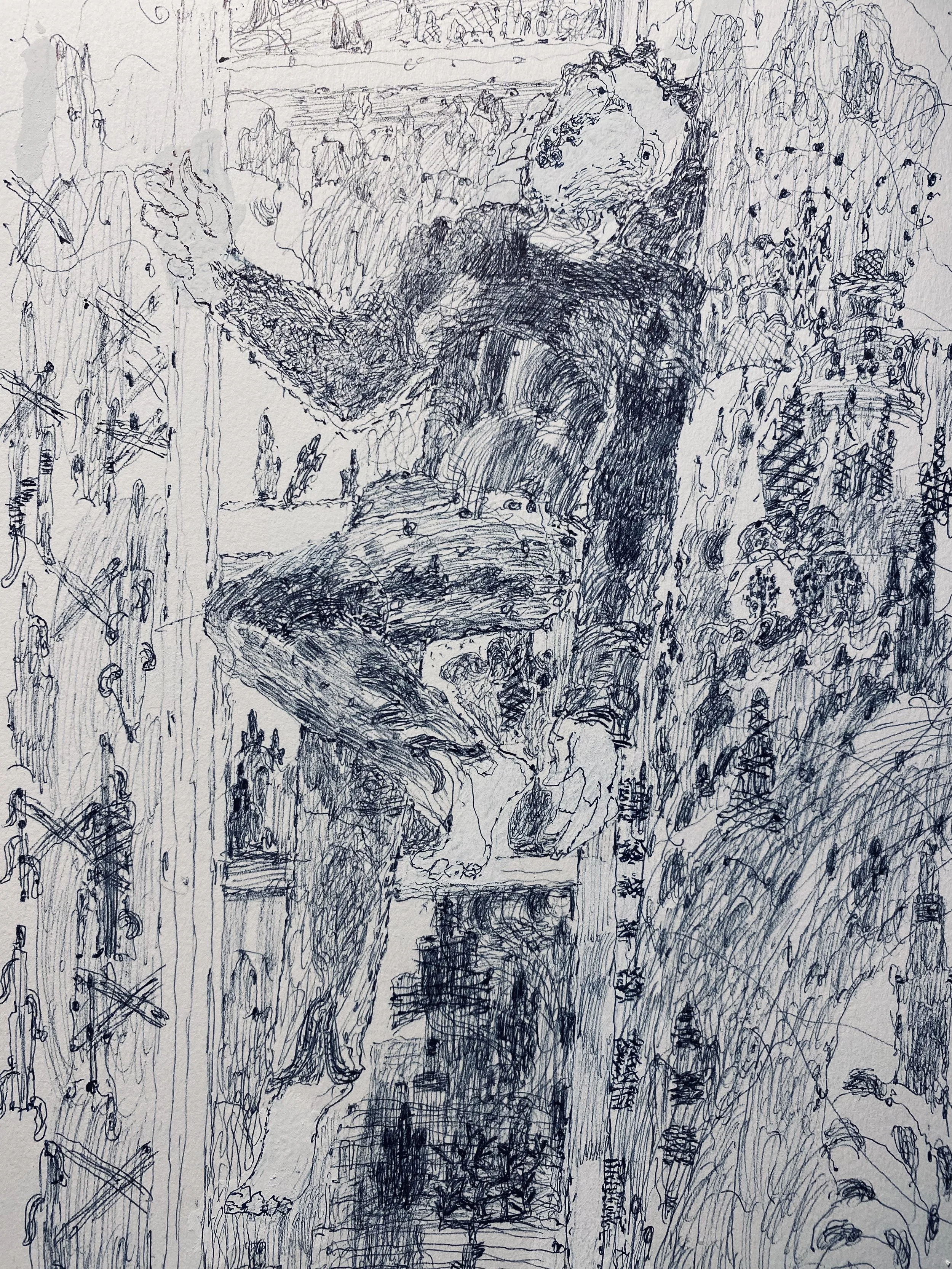 high above the affluent gardens of southern England