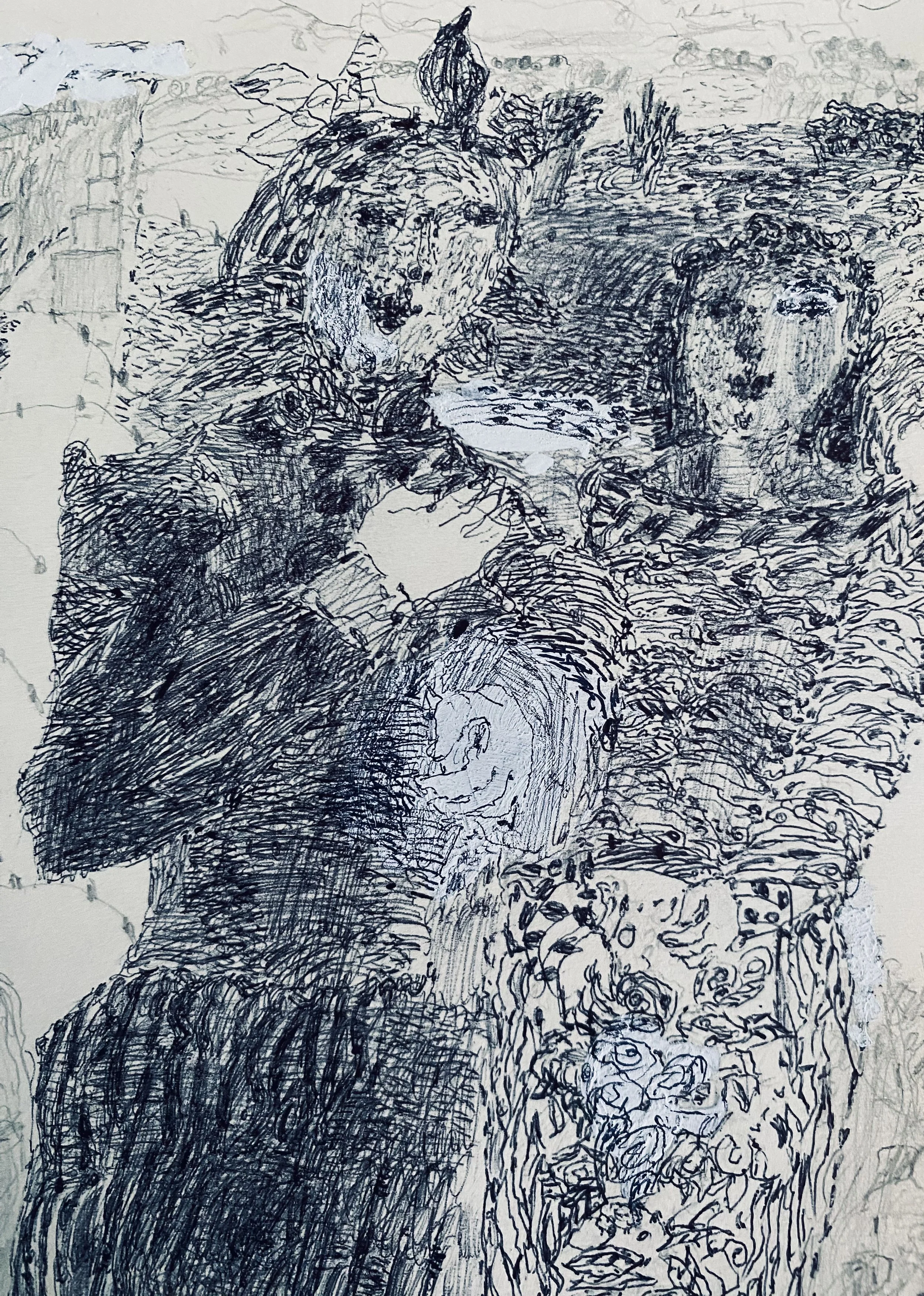 detail “In the distance bonfire smoke and kites"