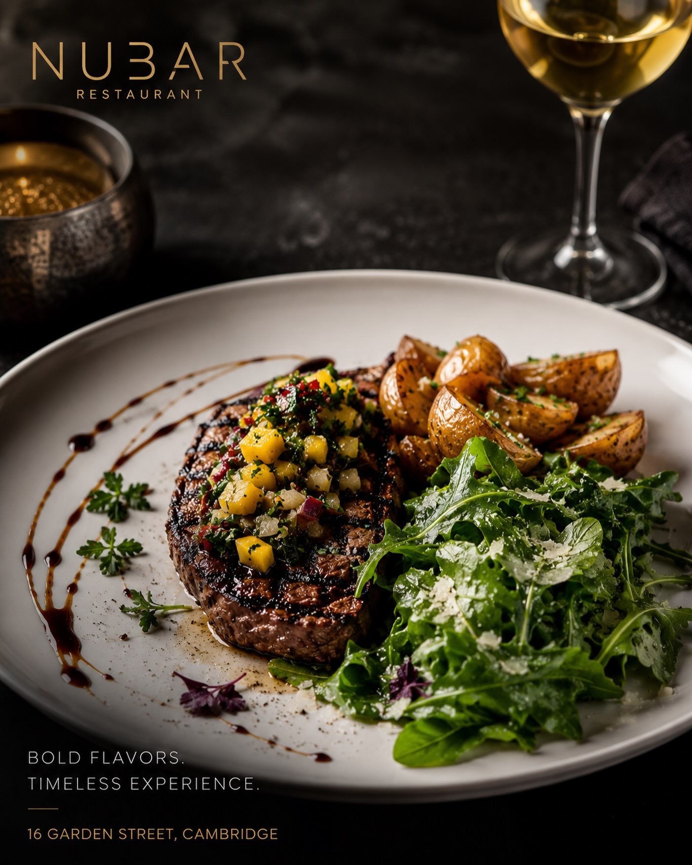 🥩✨ Bold flavors, unforgettable experience.
A perfectly grilled steak topped with fresh salsa, crispy roasted potatoes, and a vibrant salad. A plate made to satisfy every craving. ❤️