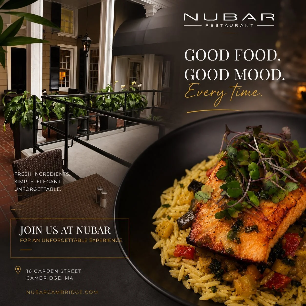 ✨ Good food. Good mood. Every time. ✨
Come experience fresh flavors, elegant vibes, and unforgettable moments at Nubar. 🍽️🥂

📍 16 Garden Street, Cambridge, MA
#NubarCambridge #CambridgeMA #GoodFoodGoodMood #DineAtNubar #CambridgeRestaurants