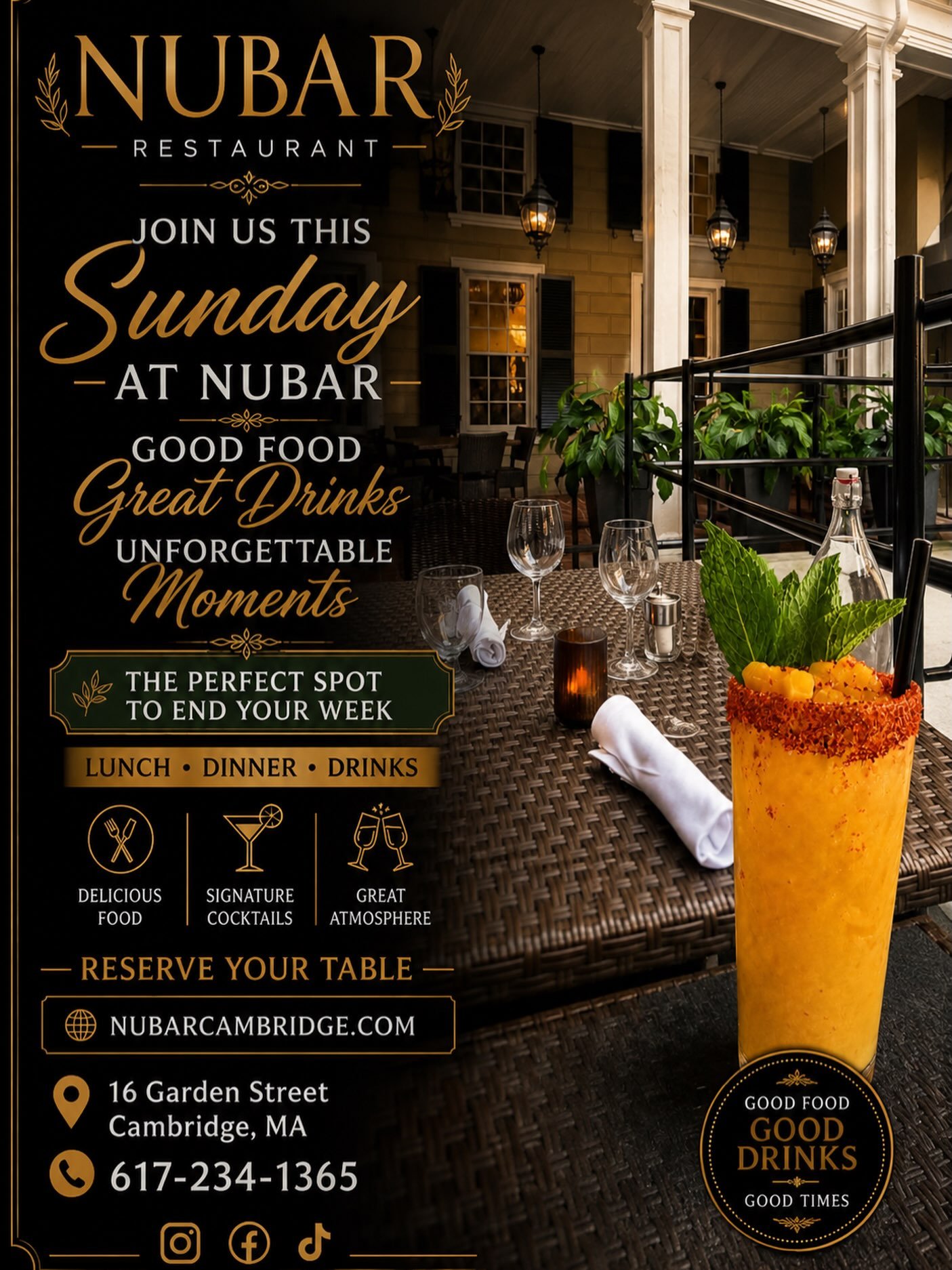 Good food, great drinks, and the perfect atmosphere to enjoy with the people you love. 🥂❤️

Come hungry. Leave happy. See you at Nubar!

📍 16 Garden Street, Cambridge
📞 617-234-1365