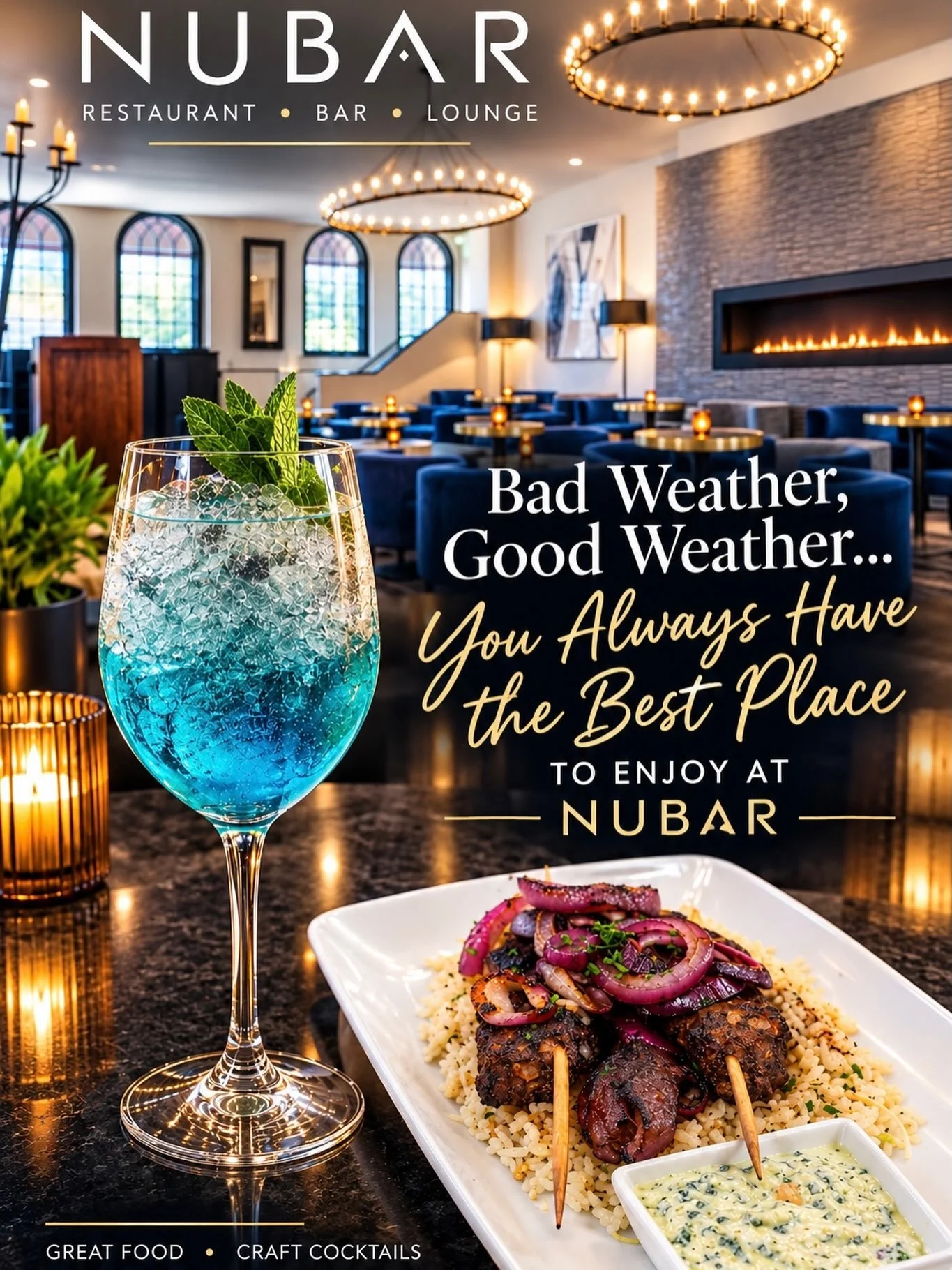 Bad weather or good weather&hellip; Nubar is always the perfect place to enjoy! ✨🍸🍽️

Join us for great food, craft cocktails &amp; unforgettable moments. 🥂🥂