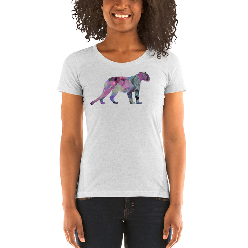 Women's Tri-Blend Fitted Tee - Cheetah
