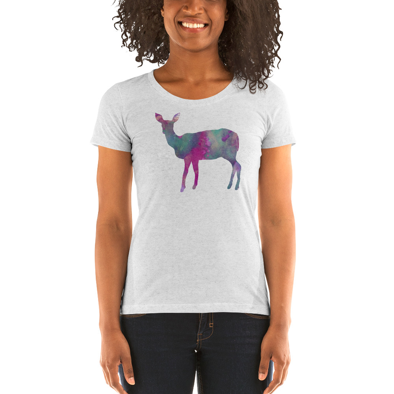 Women's Tri-Blend Fitted Tee - Deer