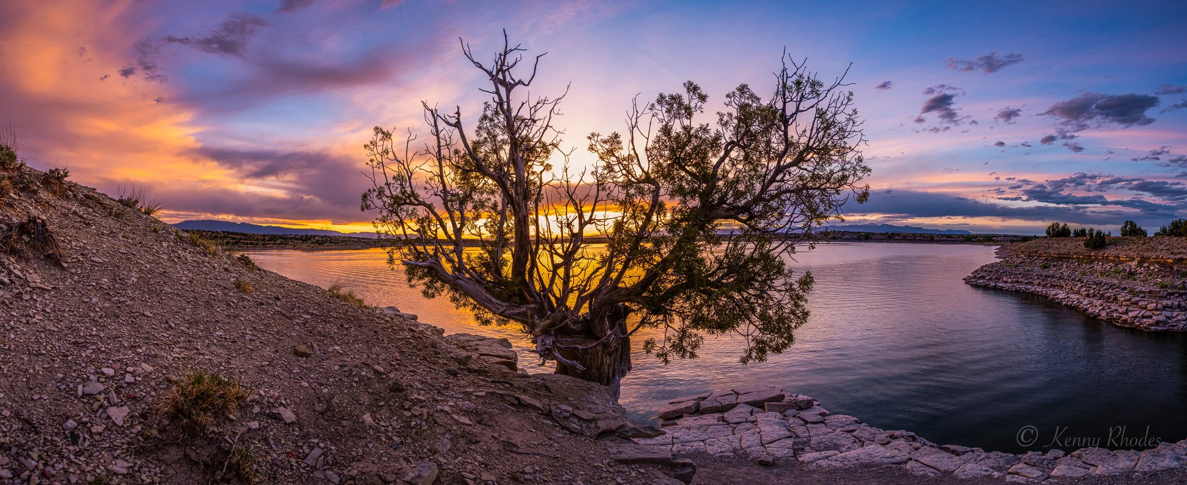 Juniper on the Edge Sunset Panorama