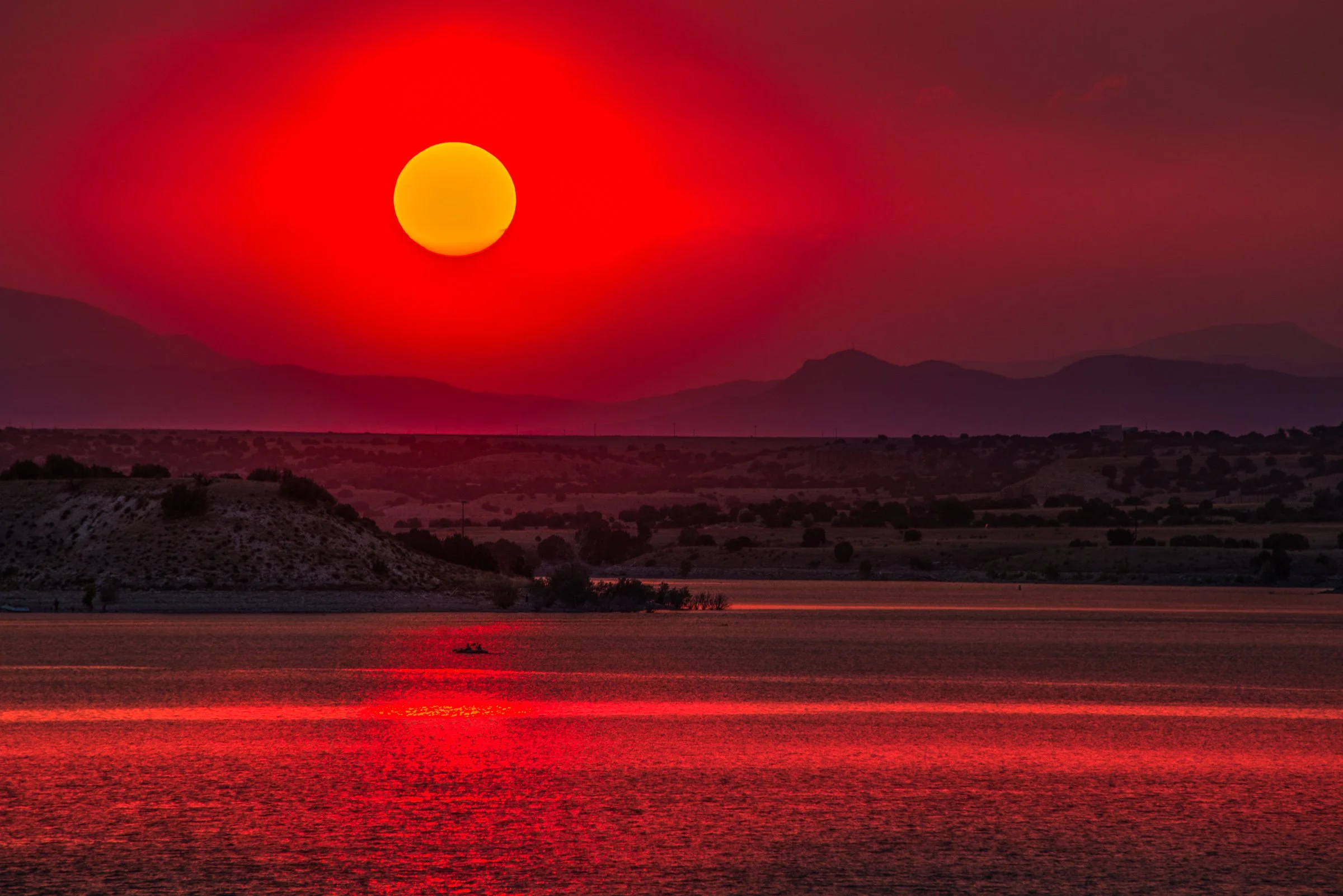 Smoky Blood Red Sunset