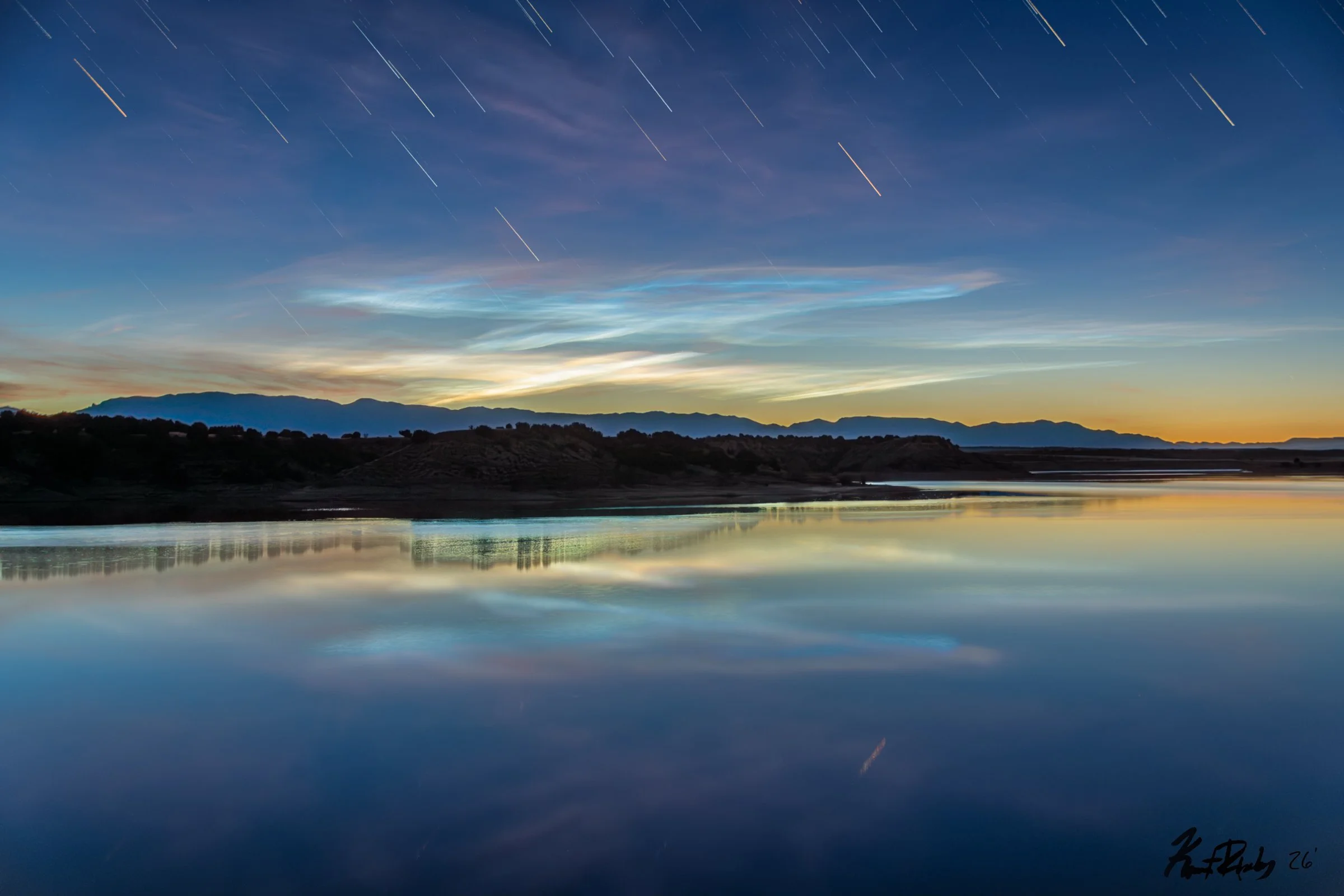 Noctilucent Clouds and Star Trails Over Lake Pueblo