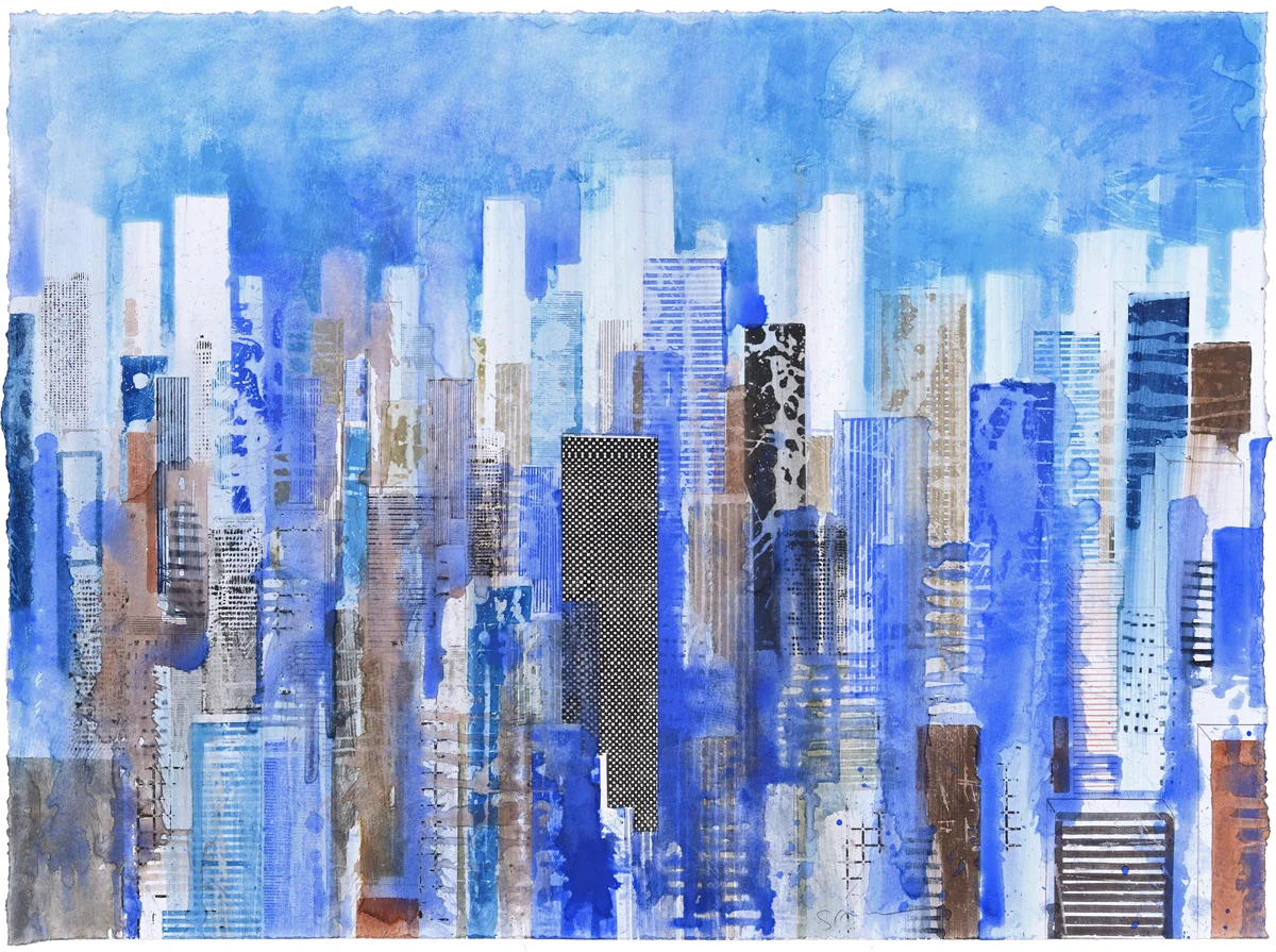 NY Blue and Brown, watercolor, 53 x 74 cm, 21 x 29 in, 2015