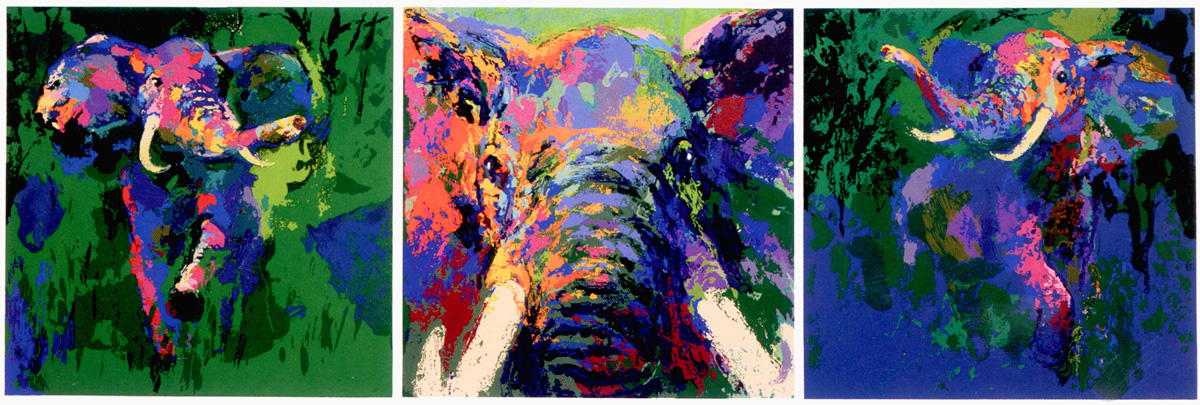 Elephant Triptych, Serigraph, 19 x 43 in