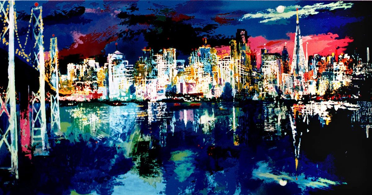San Francisco by Night, Serigraph, 19 x 38 in