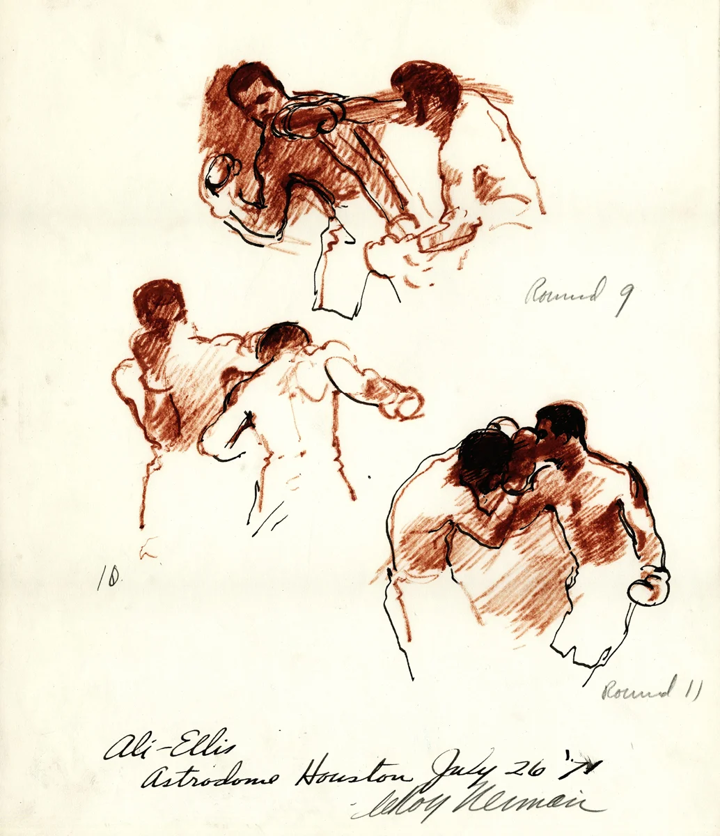 Ali vs Ellis, mixed media on paper, 12.5 x 14.5 in, 1971
