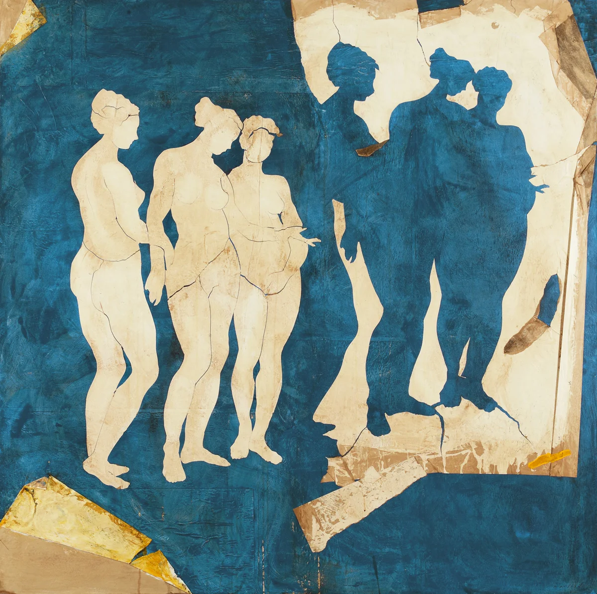 Les 3 Ombres blanches,mixed media on canvas, 59 x 59 in (150 x 150 cm) 2015