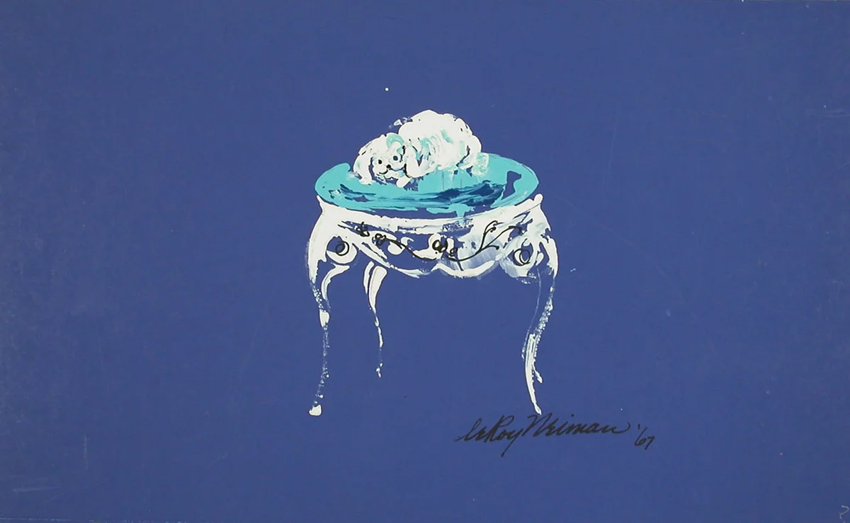 Table Dog, Acrylic on Paper, 10.75 x 18 in, 1967