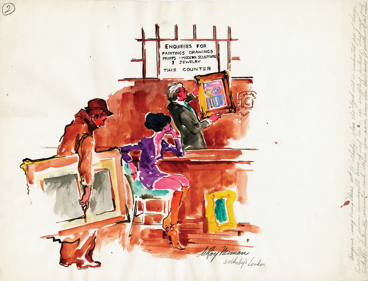 Sotheby's London I, Mixed Media on Paper, 20 X 26 in,