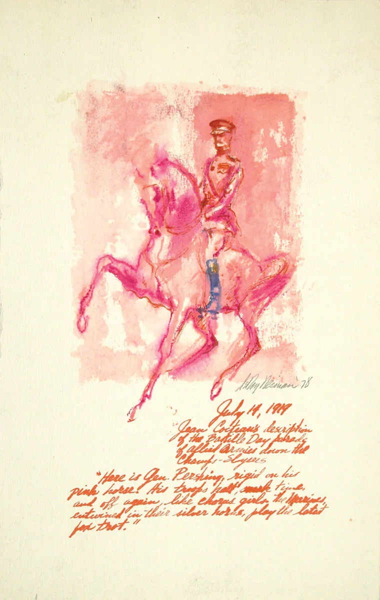 SOLD General Pershing, Mixed Media on Paper, 17 x 11 in, 1978