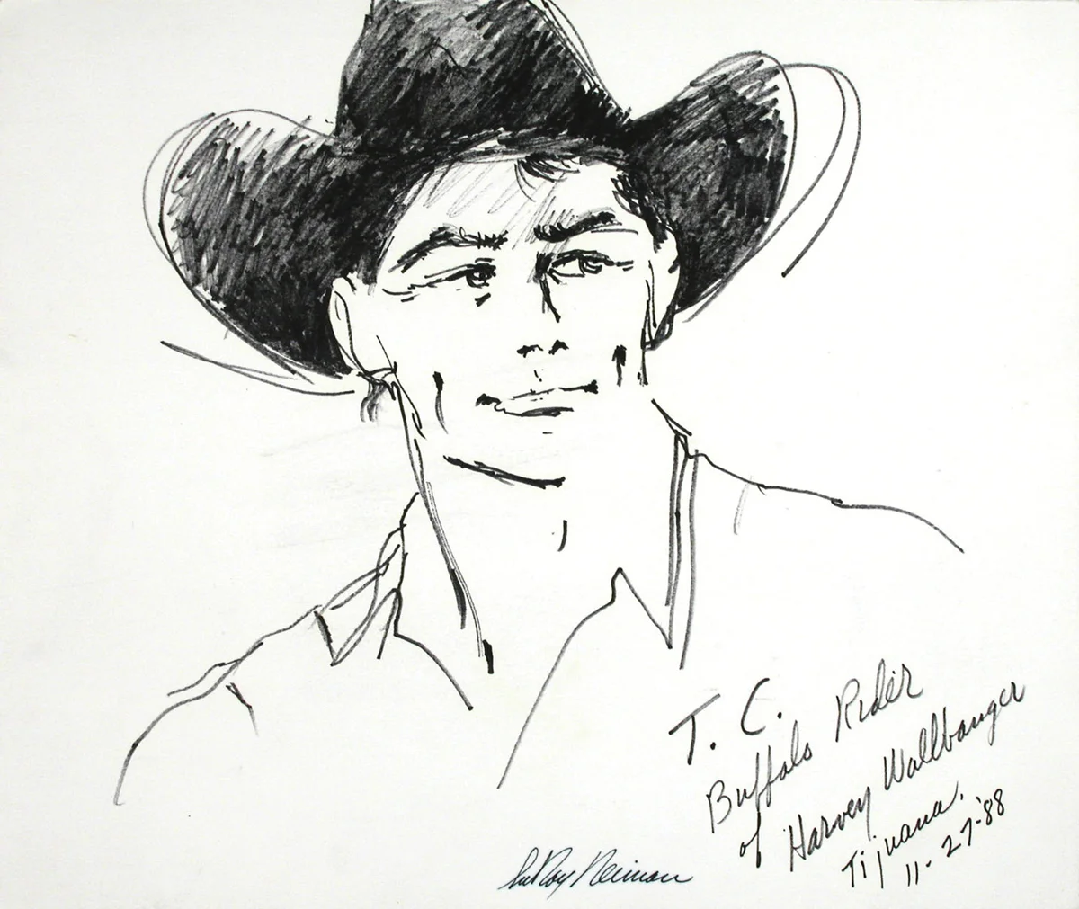 T.C. Buffalo Rider, Mixed Media on Paper, 12.75 X 15 in, 1988