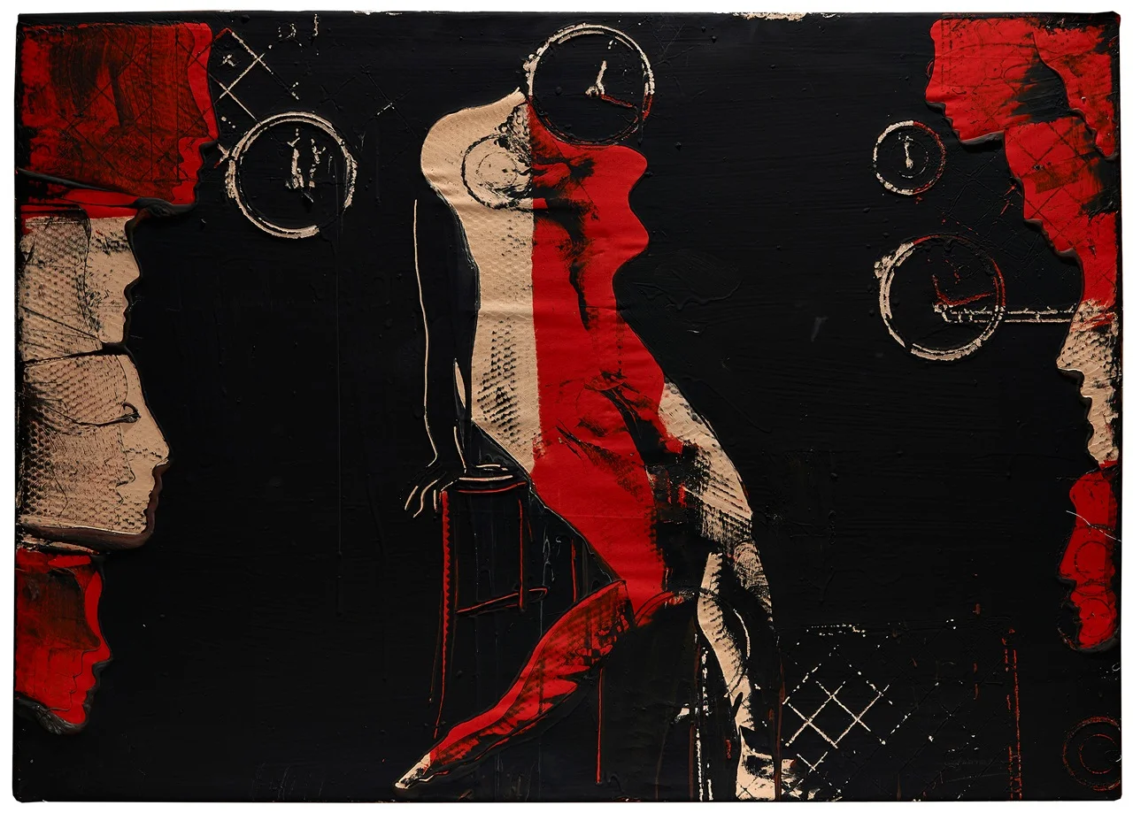 Agusti Puig, Caberet, mixed media on canvas, 47.5 x 66 in, 2016