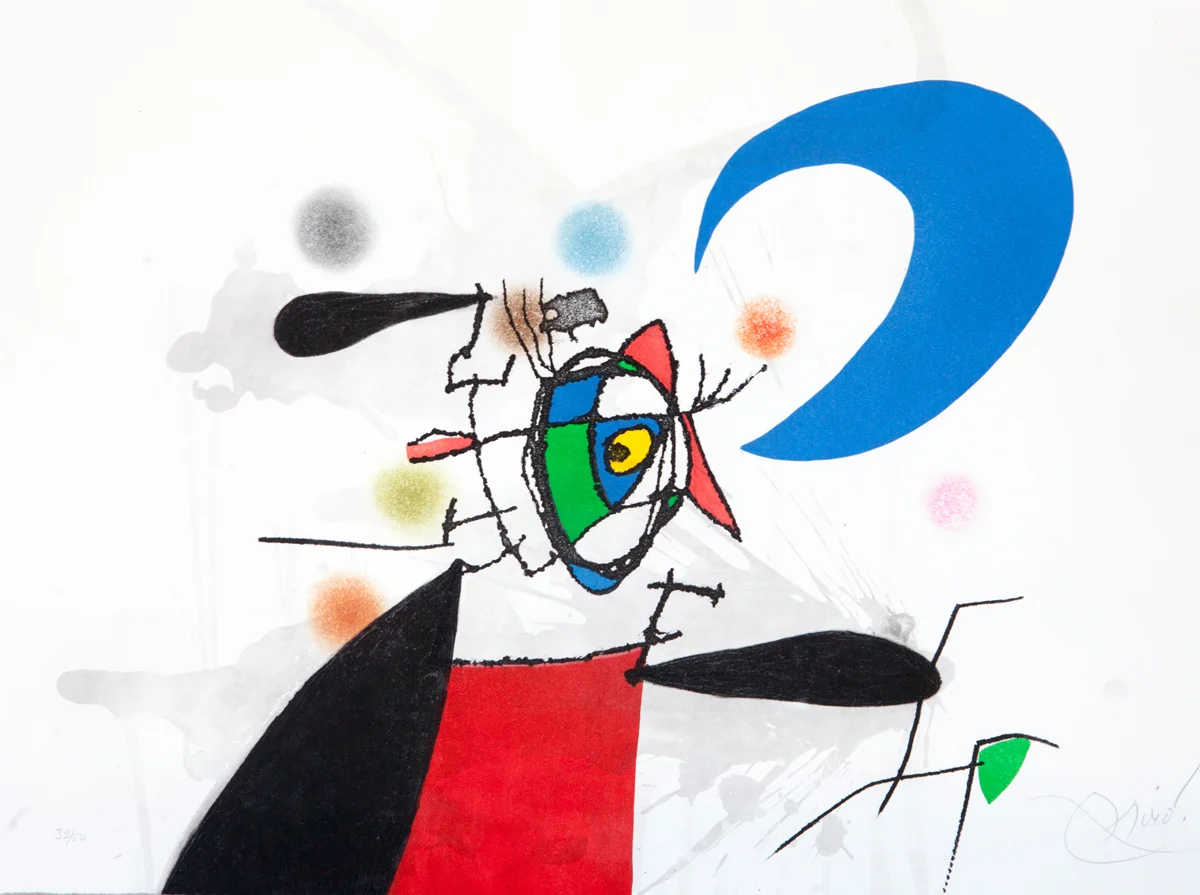 Miro, Le Mégère et la Lune, Etching and aquatint in colors, 18 x 24 in, 1973