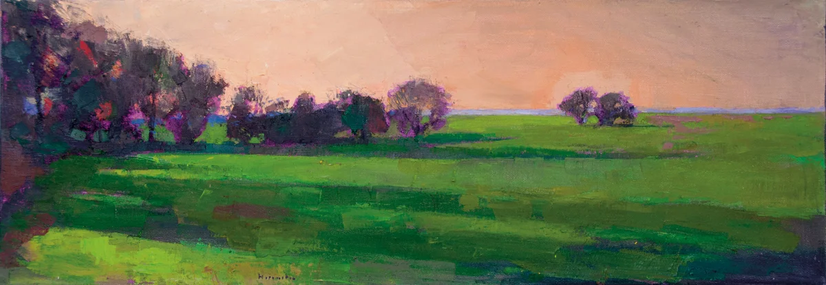 LARRY HOROWITZ, Evening Shadows (CA), oil on canvas, 14 x 40 in, 2016