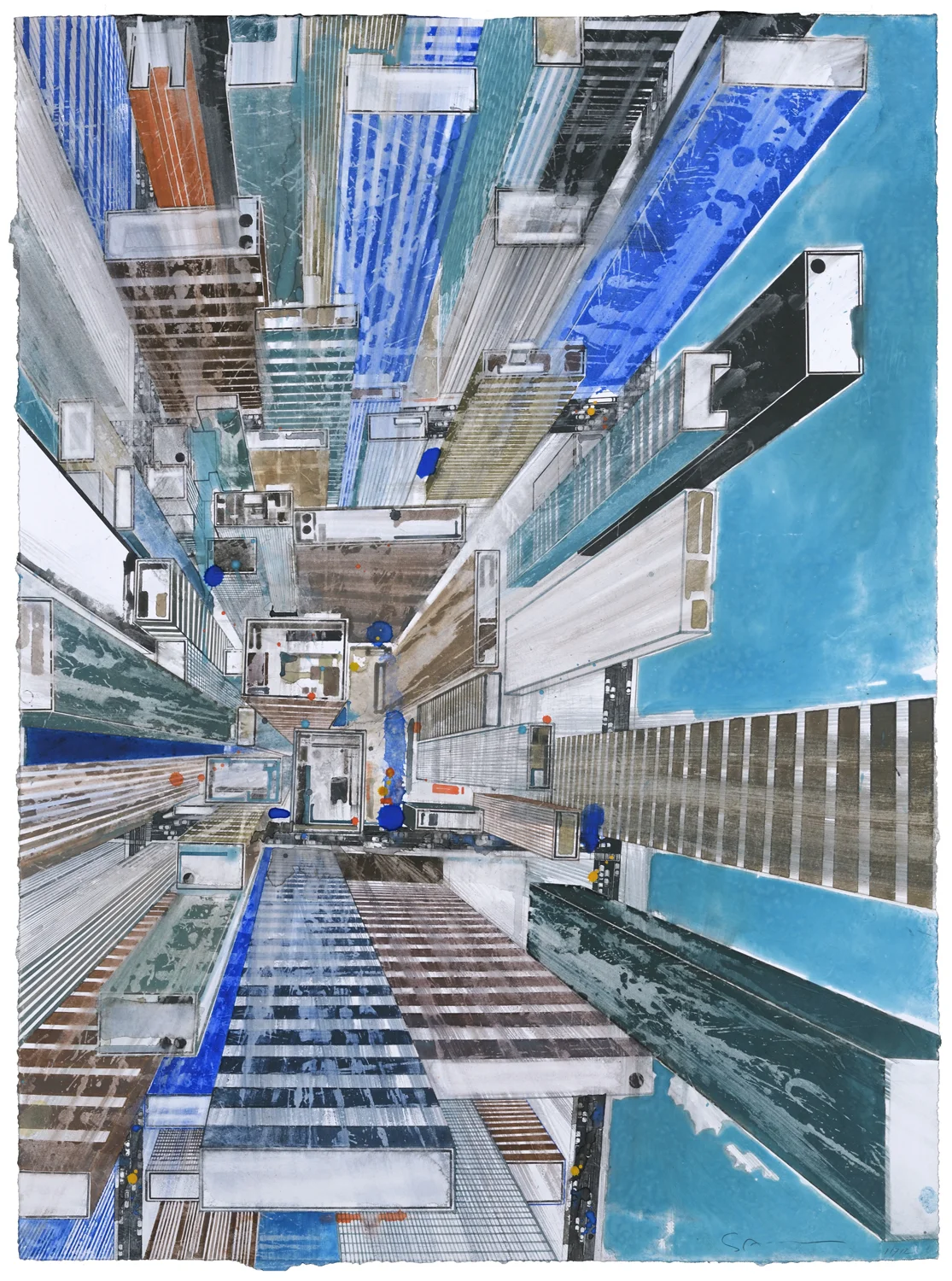 GOTTFRIED SALZMANN, Waterfront, watercolor, 28 x 21 in, 2017