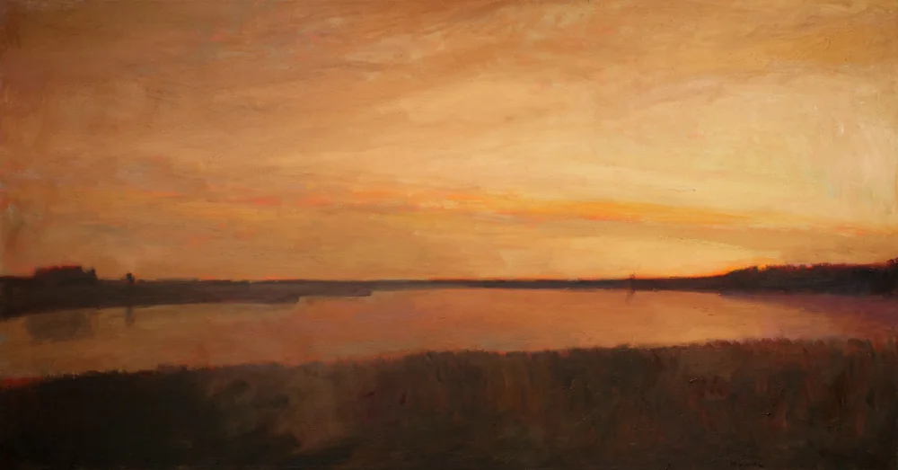 Marsh panorama, oil on canvas, 36 x 68 in, 2017