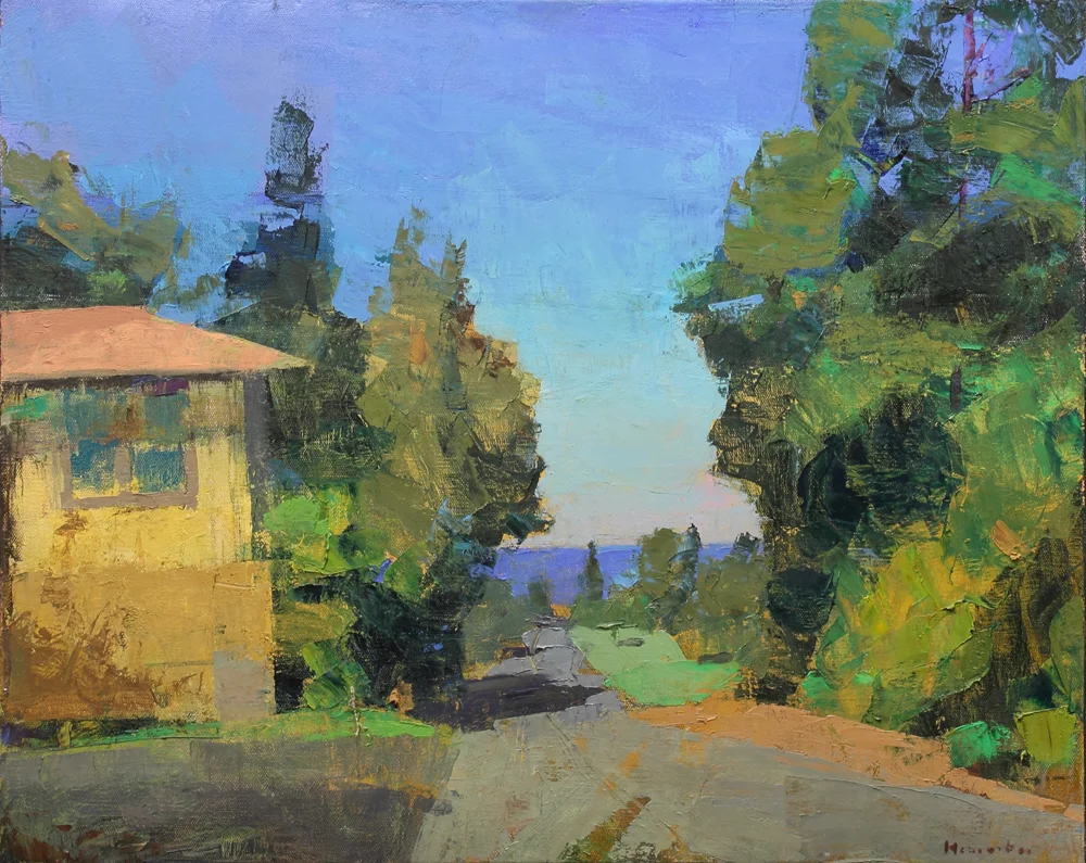 Villa by the sea, oil on canvas, 22 x 30 in, 2017