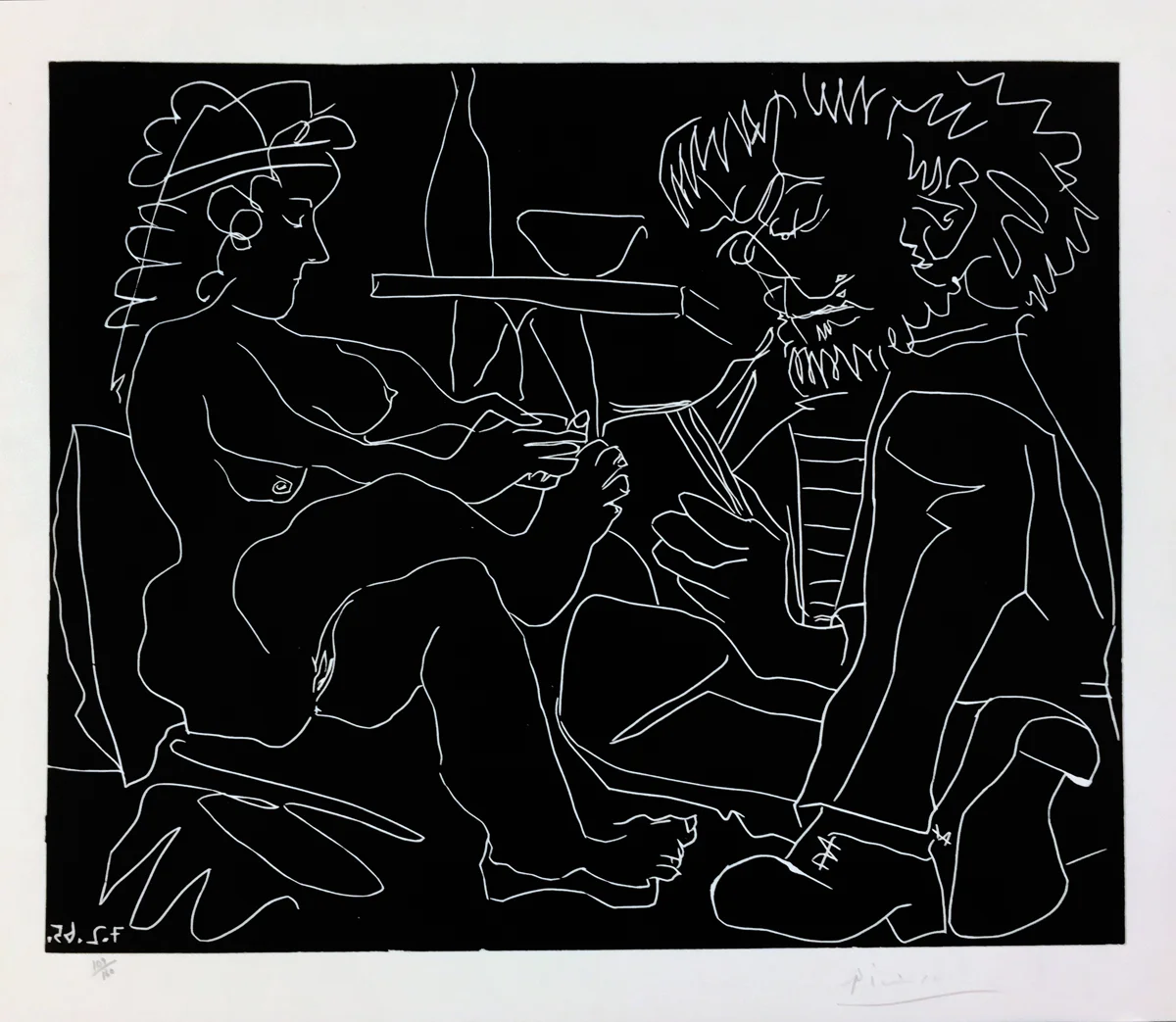 Pablo Picasso,  Le Peintre et So Modèle, Linocut, 20.7 x 25 in, 1965