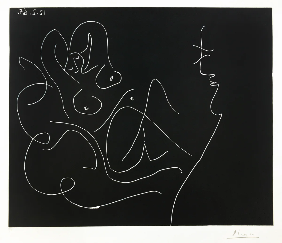Pablo Picasso, Peintre et Modele au Fauteuila Bascule, Linocut, 24.5 x 29.6 in, 1965