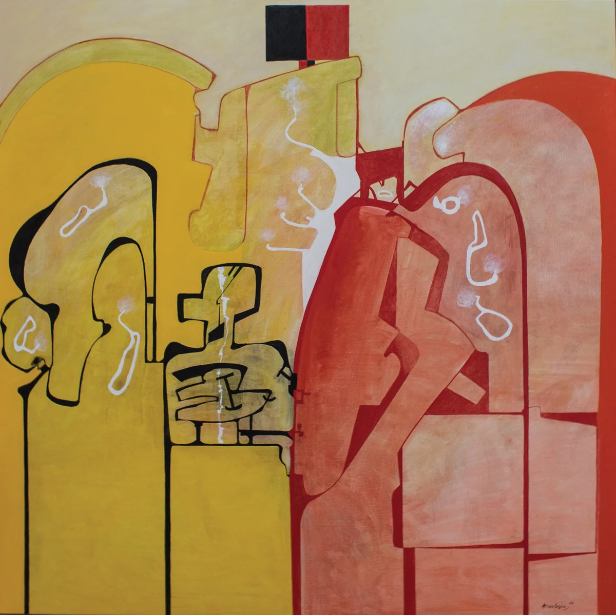 Nice conversation, oil on canvas, 58.5 x 58.5 in, 2017