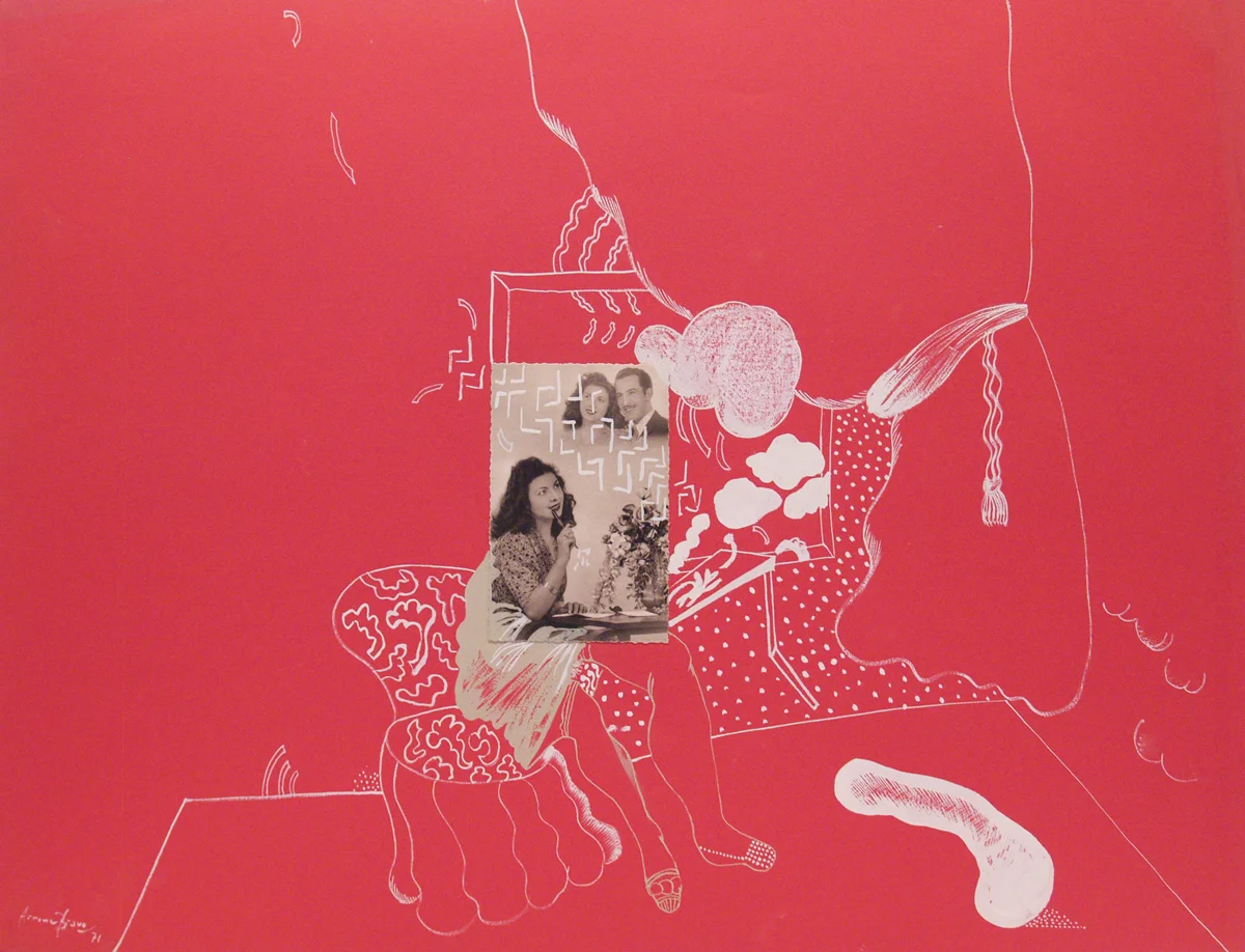 Divers 6, collage on paper, 20 x 25.5 in, 1971