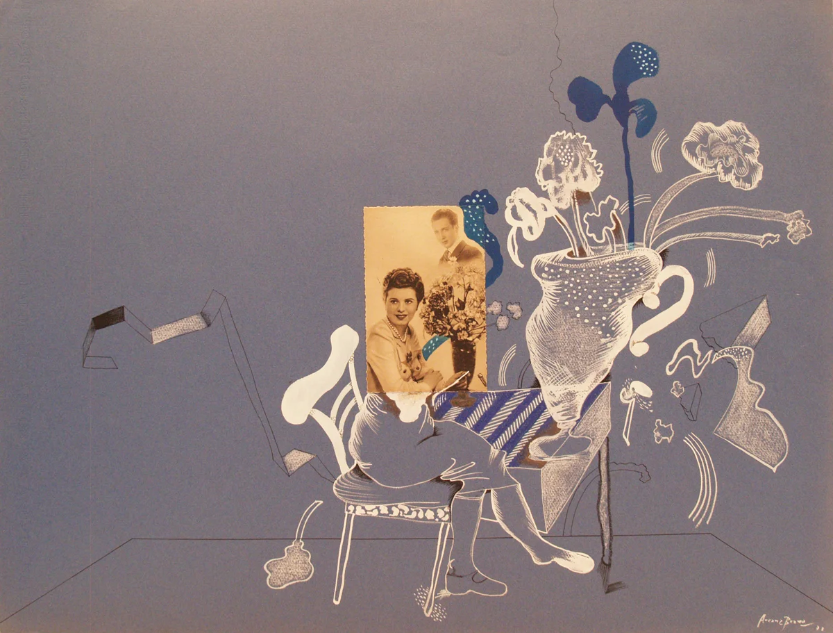 Divers 7, collage on paper, 20 x 25.5 in, 1971