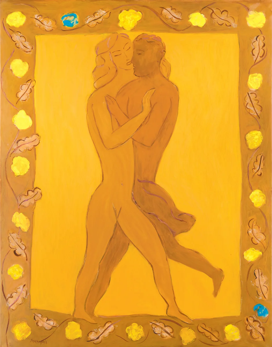 How pleasant are your embraces, my sister, my betrothed, Oil on paper on canvas, 57.5 x 45 in