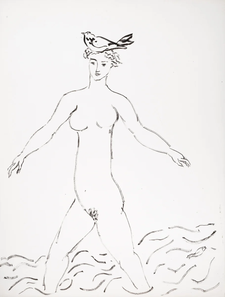The unique one is my dove, Ink drawing, 26 x 20 in