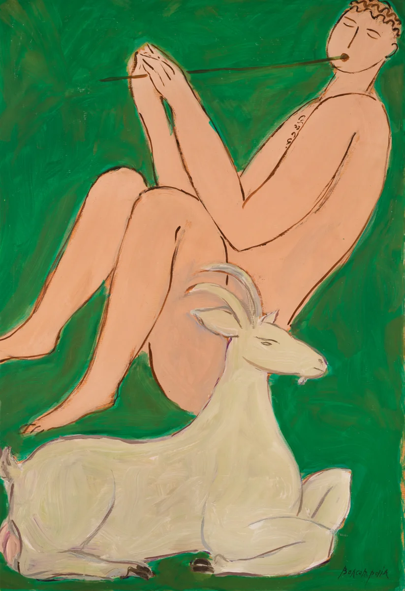 Tell me you whom my heart loves, where are you taking your flock, Oil on paper on board, 29 x 20 in