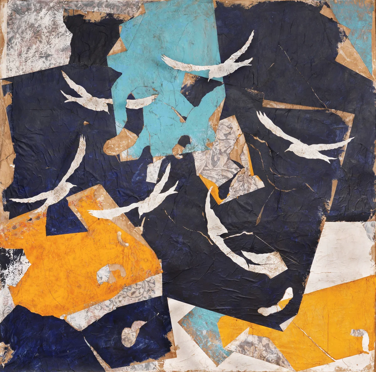 SOLD Mediterranée, Mixed media on canvas, 79 x 79 inches, 2017