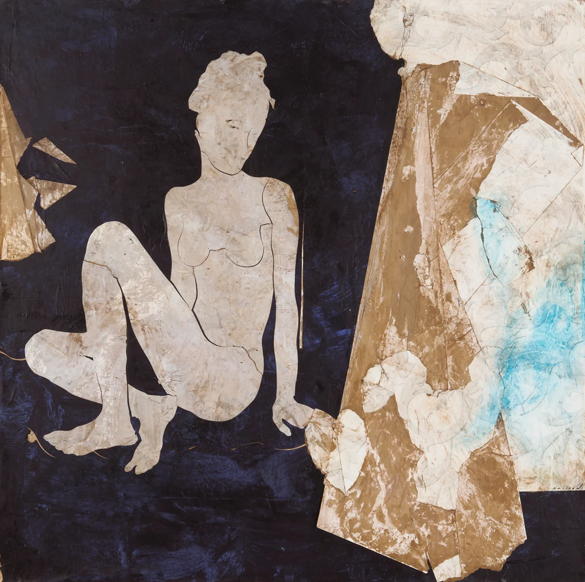 La dame d'à côté, Mixed media on canvas, 39 x 39 inches, 2017