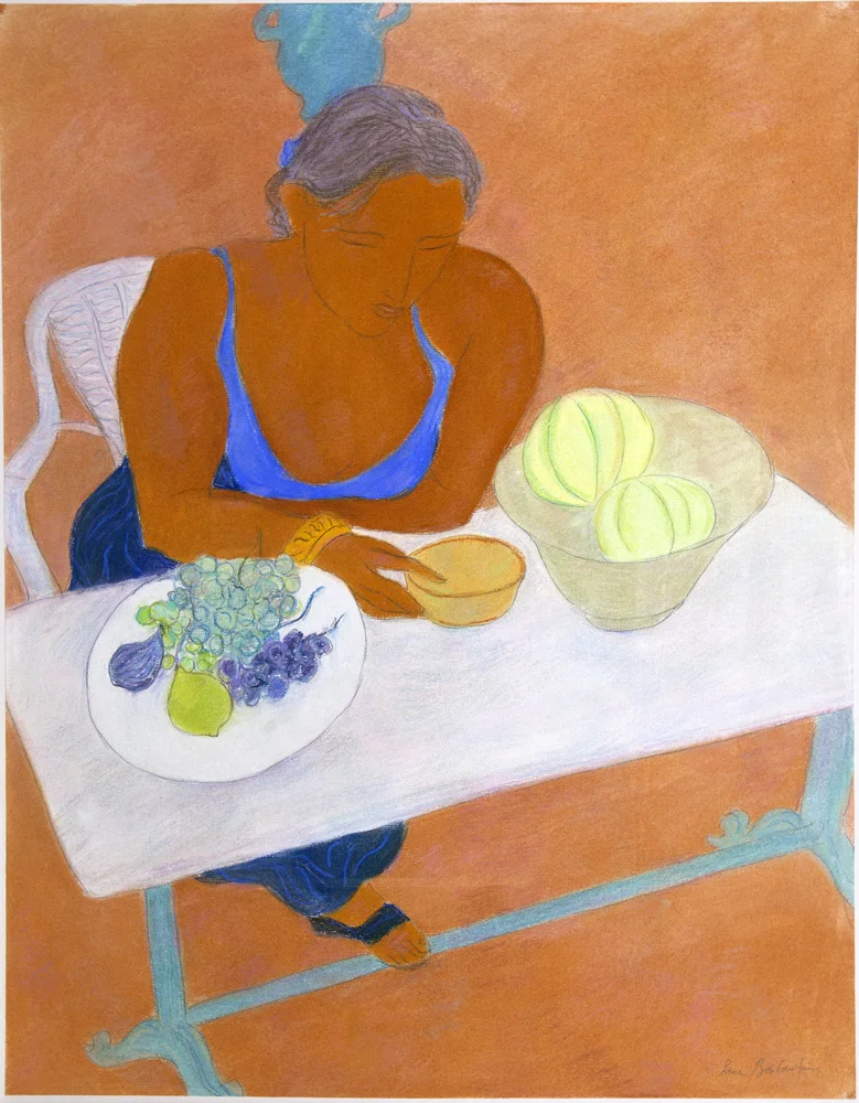 Terrasse au Melon, Pastel on Paper, 25x19in, signed