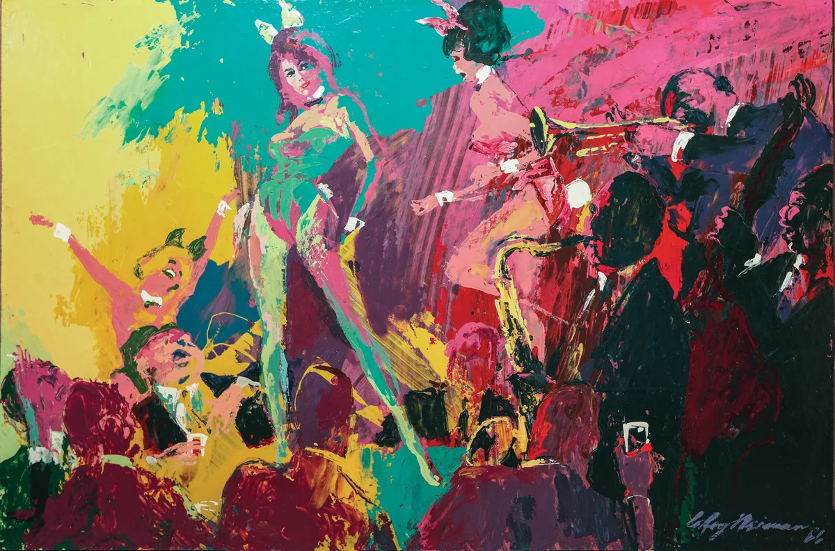 SOLD Twisting Bunnies II, acrylic and enamel on board, 23.8 x 35.75 in., 1966
