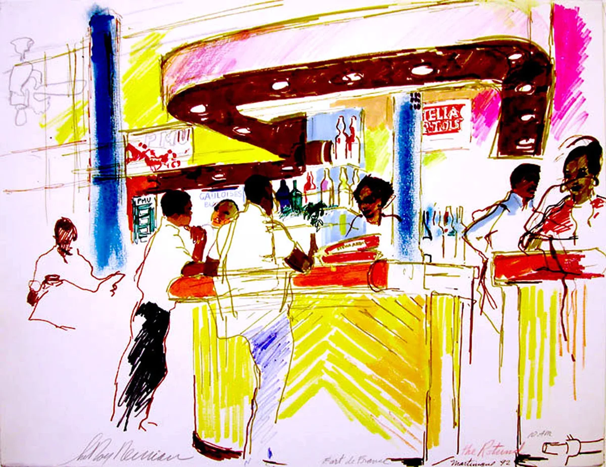 The Rotund, 10 am, mixed media on paper, 19 1/2 x 24 in., 1992