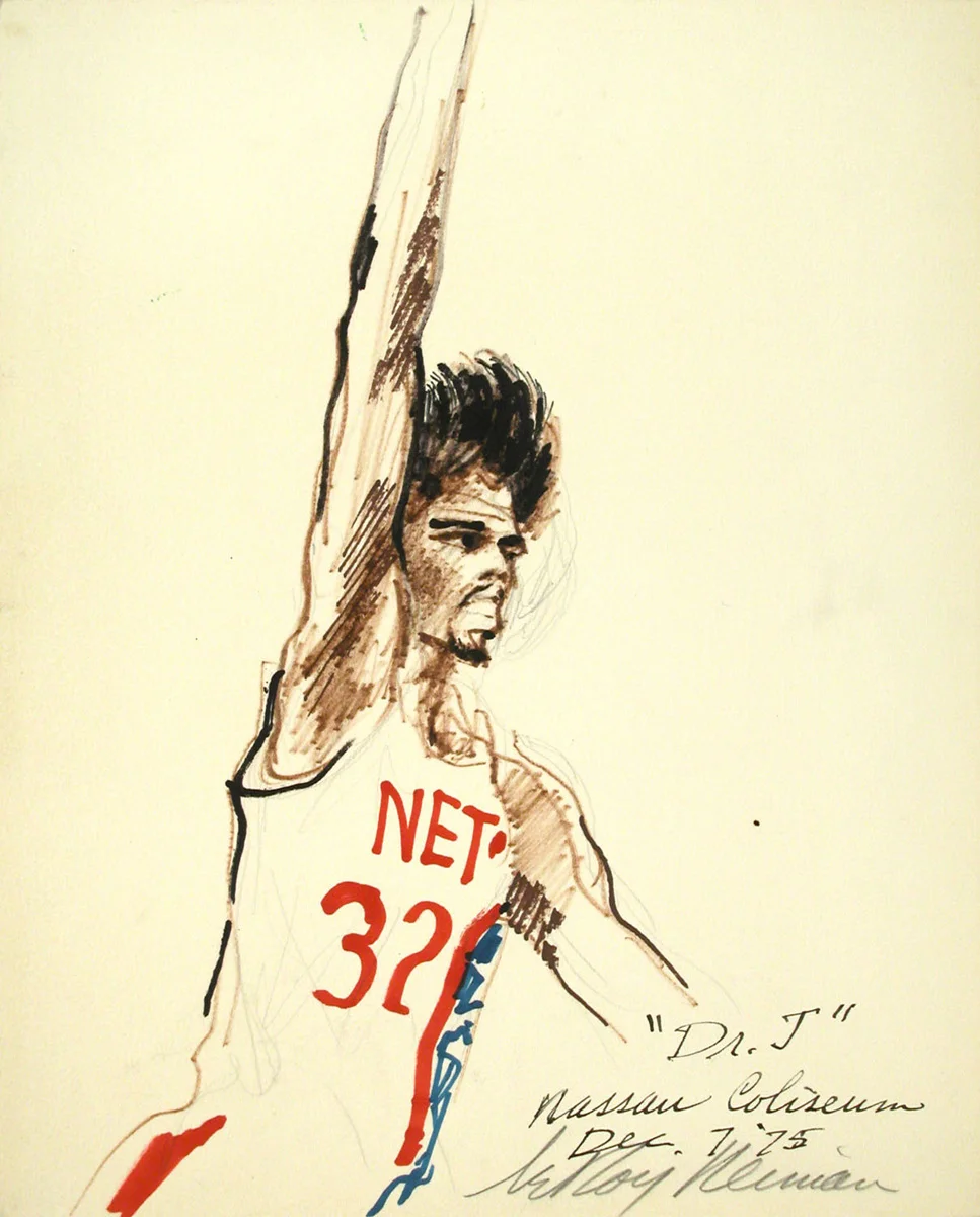 Dr. J, mixed media on paper, 14 3/4 x 11 7/8 in., 1975
