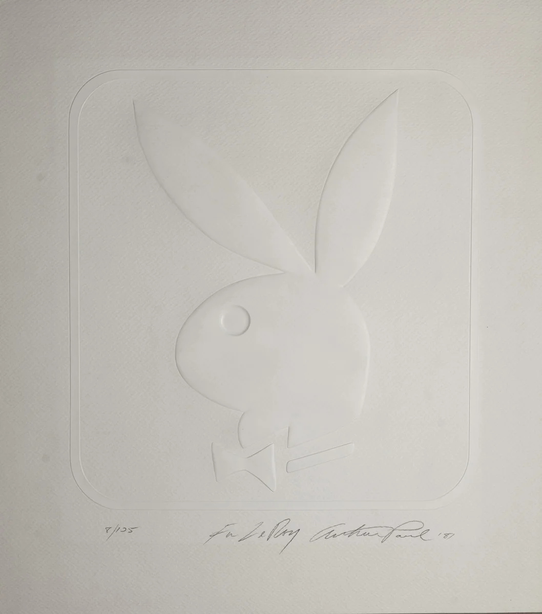 Playboy Bunny by Arthur Paul, embossing on paper, 19 5/8 x 17 5/8 in., 1987