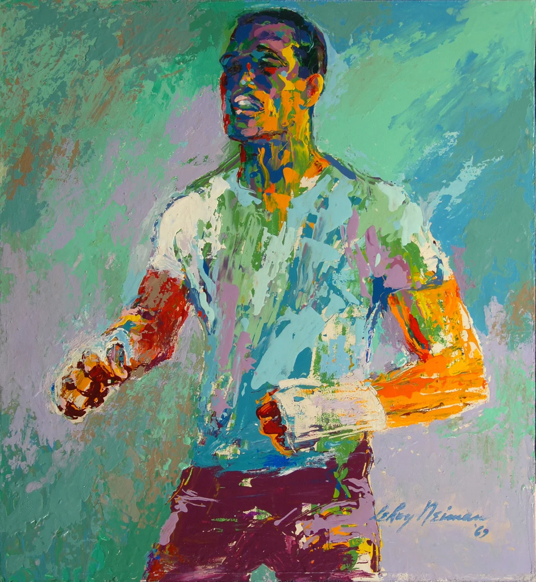Sugar Ray Robinson, acrylic & enamel on board, 16 x 17.5 in. 1969