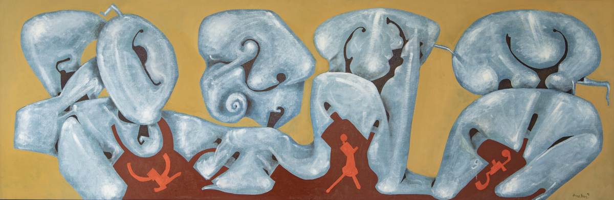 Tutti, oil on canvas, 26 x 78.5 in. (65 x 200 cm), 2018
