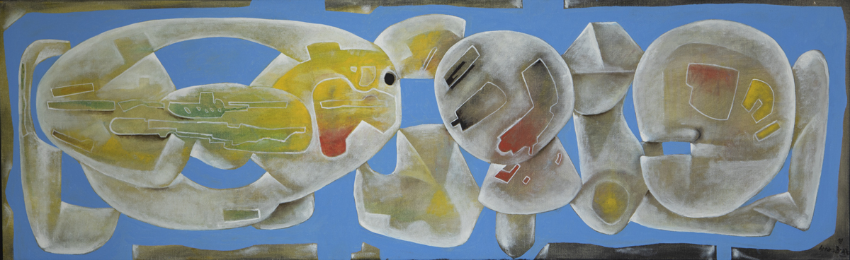 Human inside, oil on canvas, 18 x 58.2 in. (46 x 148 cm), 2018
