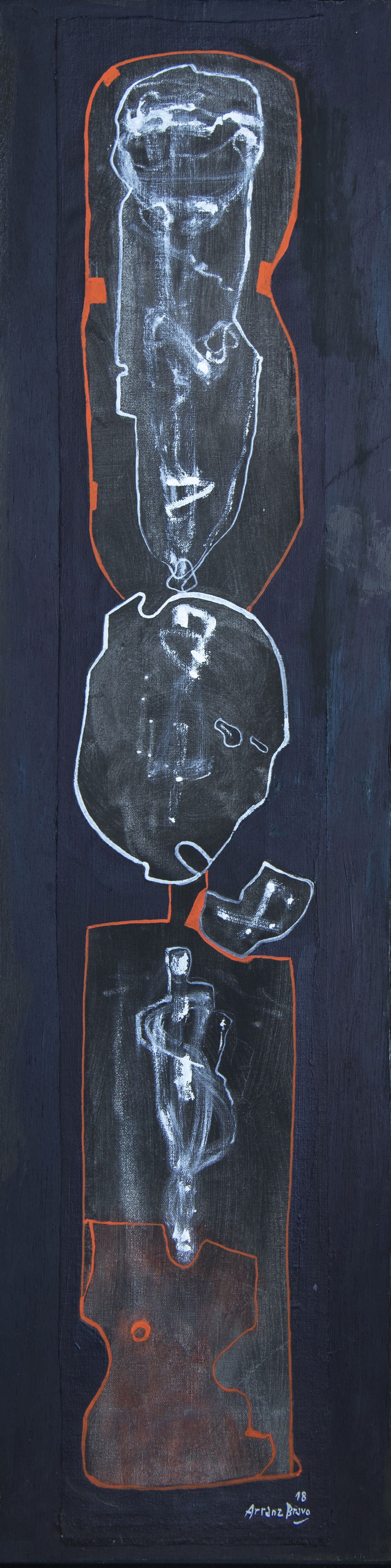 Yeoman II, oil on canvas on board, 44 x 11.2 in. (112 x 28.5 cm), 2018