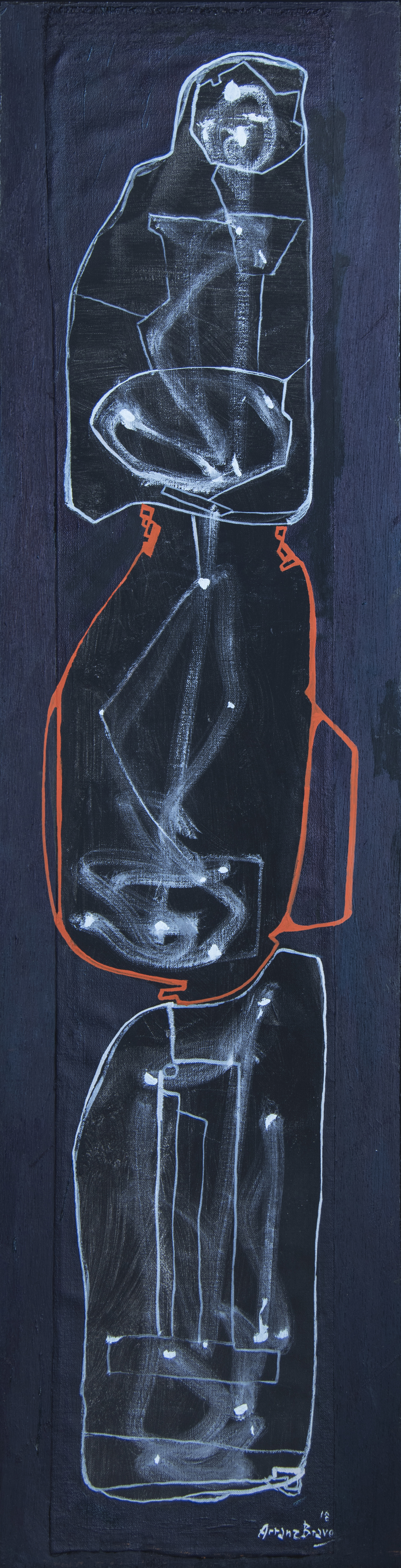 Yeoman III, oil on canvas on board, 44 x 11.2 in. (112 x 28.5 cm), 2018