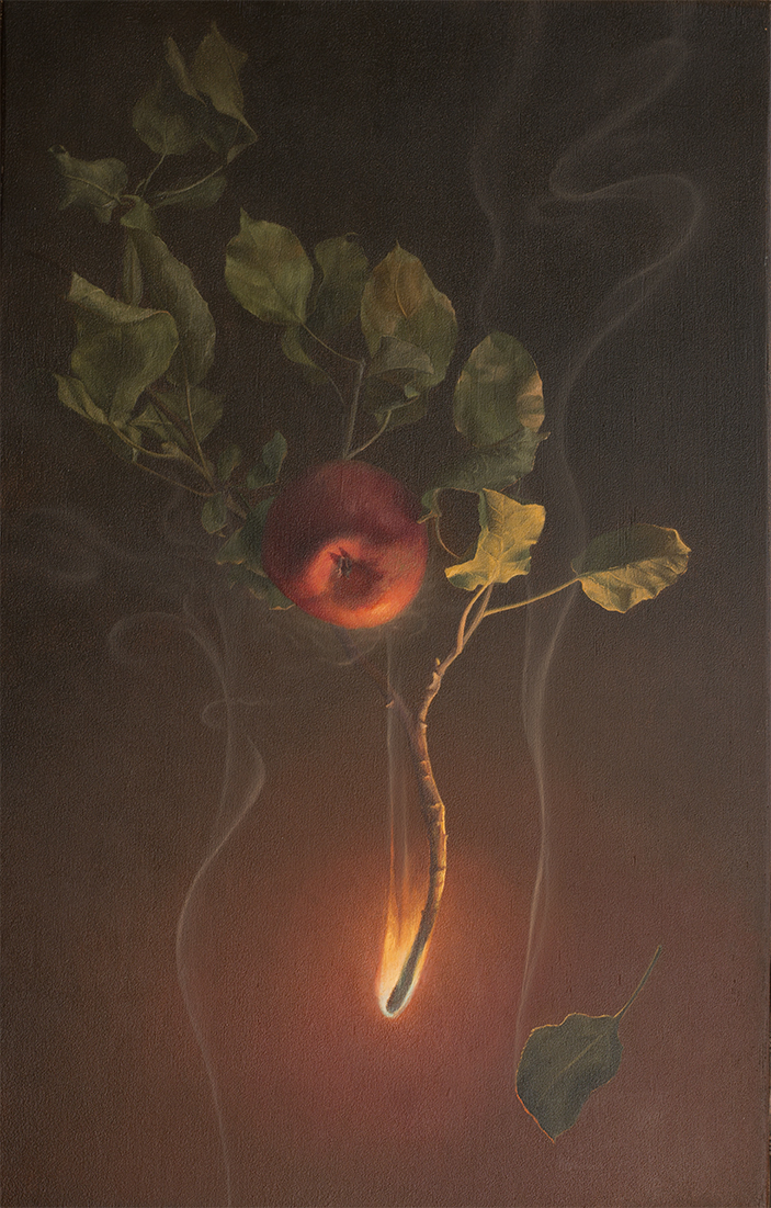 Jason McPhillips: Rising and Falling, Oil on Wood, 20x29 in., 2019