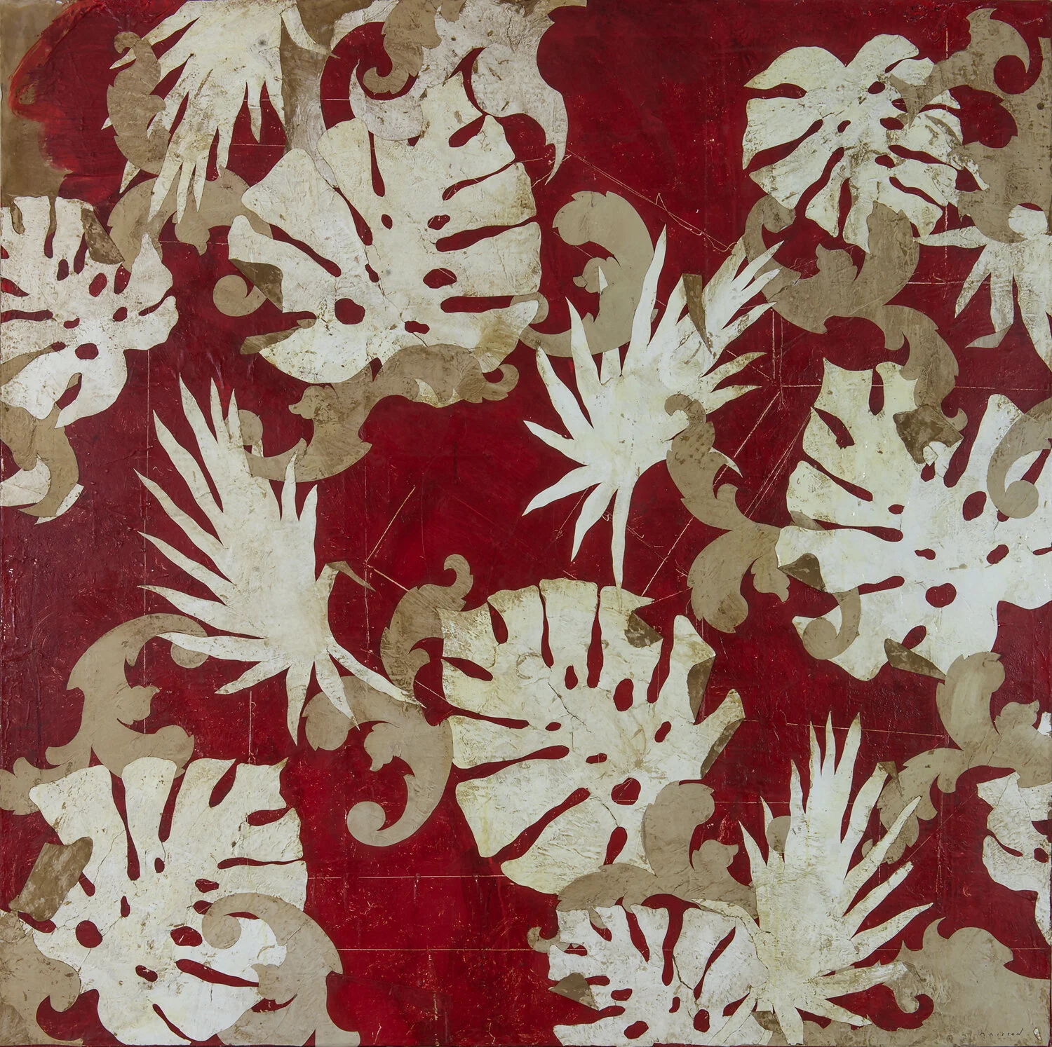 Jardin secret II, mixed media on canvas, 59x59 in, 2019