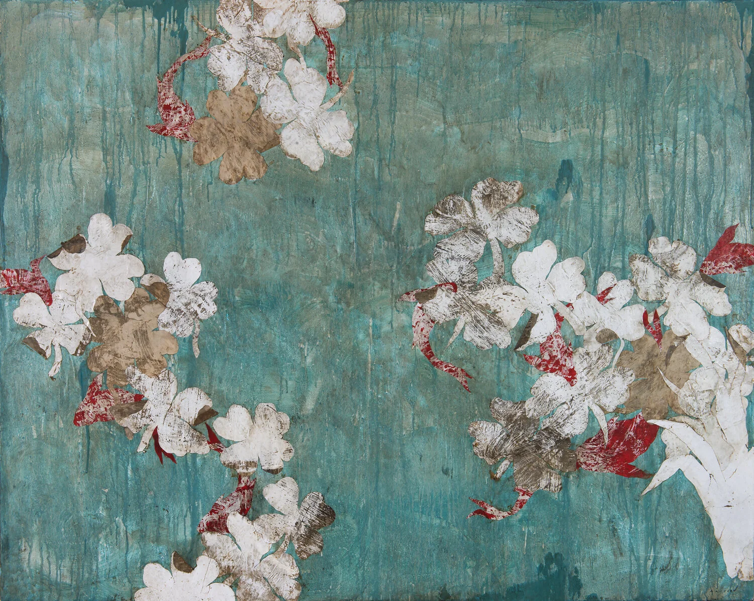 Petit paradis I, mixed media on canvas, 51x63.5 in, 2019