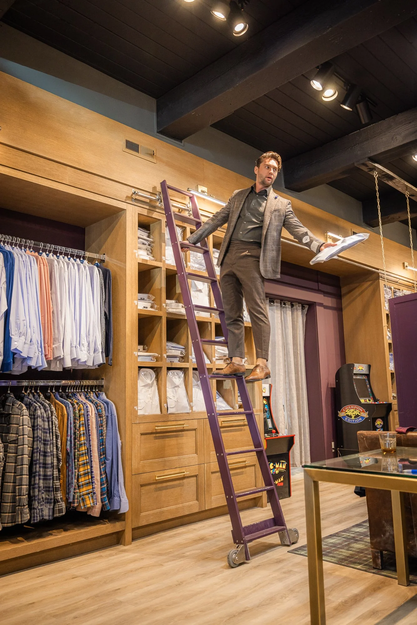 Luxury men’s casual shirts Alpine Utah displayed in a modern business casual fashion collection by UWM Men's Shop